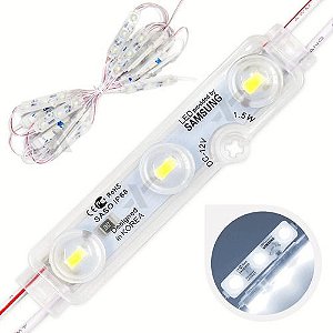 100 Módulo Led Coreano 12v 3-leds 1,5w Ip68 Branco Frio 6500K