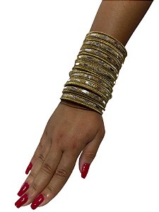 Kit Pulseira Bracelete Indiano Modelo Dourado De Luxo
