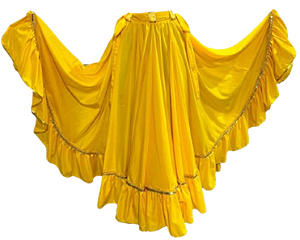 Saia Cigana Longa com 1 babado com 14 metros de roda modelo Cigana Madalena Amarela