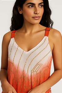 Vestido Midi Modelo Trapézio Luxo Moda Indiana