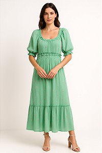 Vestido Longo Modelo Luxo Bordado Moda Indiana