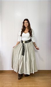 Saia longa boho chic estilo com 10 metros de roda Cinza