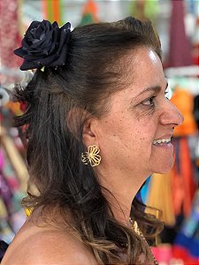 Flor de Cabelo De Tecido Veludo Com Presilha