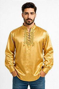 Camisa Cigana Cowboy Moda Luxo Dourada