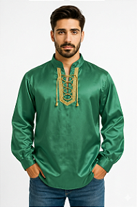 Camisa Cigana Cowboy Moda Luxo Verde