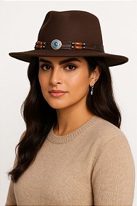 Chapéu Country Vaqueira Rodeio Sertanejo Cowgirl Marrom