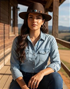 Chapéu Country Vaqueira Rodeio Sertanejo Cowgirl Marrom