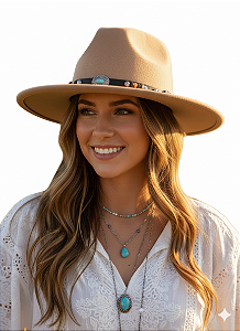 Chapéu Country Vaqueira Rodeio Sertanejo Cowgirl Bege