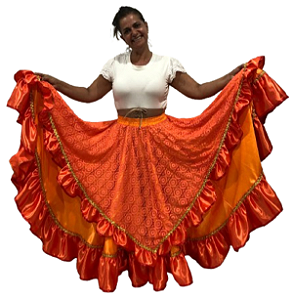 Saia Longa Cigana Modelo Sobre Saia com 14 metros de roda