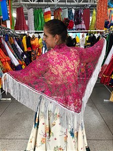 Lenço Xale Longo Feminino Renda Moda Luxo Melhores Presentes