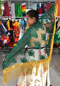 Lenço Xale Longo Feminino Renda Moda Luxo Melhores Presentes
