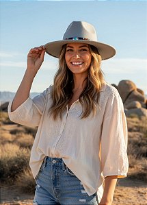 Chapéu Country Vaqueira Rodeio Sertanejo Cowgirl Cinza
