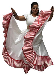 Saia Longa Cigana Maria Navalha 1 Babado com 14 metros de roda