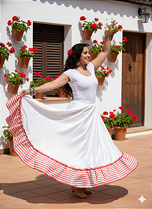 Saia Longa Cigana Maria Navalha 1 Babado com 14 metros de roda