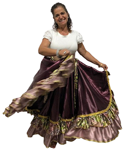 Saia Longa Cigana Modelo 2 Babados com 14 metros de roda