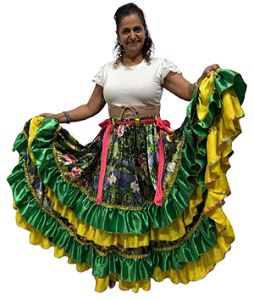 Saia Cigana Floral com 4 Babados com 10 metros de roda