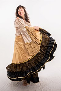 Saia Longa Cigana Modelo 2 Babados com 14 metros de roda