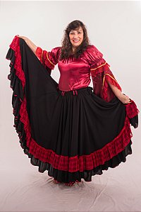 Saia Longa Cigana Modelo 2 Babados com 14 metros de roda