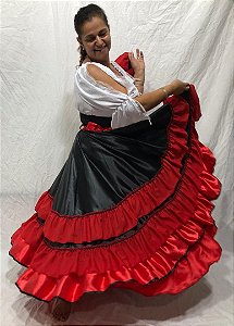 Saia Cigana Madalena com 3 Babados com 14 metros de roda