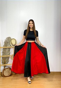 Saia longa dança com 10 metros de roda pombagira cigana Fita Preta