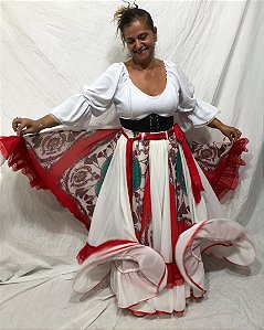 Saia Longa Cigana Modelo 2 Babados com 14 metros de roda