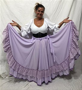 Saia Longa Cigana Modelo 2 Babados com 14 metros de roda