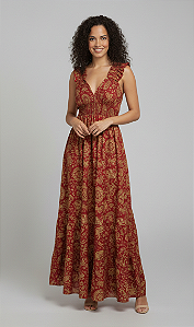 Vestido Longo Moda Indiana Boho Chic Modelo Luxo Estampado