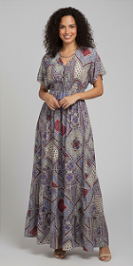 Vestido Longo Modelo Luxo Bordado Moda Indiana