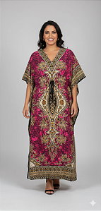 Kaftan Vestido Longo Saida de Praia Estampada