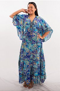 Vestido Longo Modelo Luxo Estampado Moda Indiana