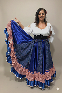 Saia Longa Cigana Modelo 2 Babados com 14 metros de roda