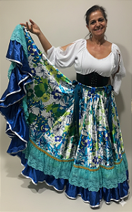 Saia Longa Cigana Modelo 2 Babados com 14 metros de roda