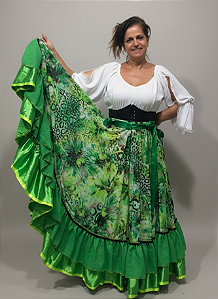 Saia Longa Cigana Modelo 2 Babados com 14 metros de roda