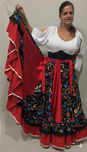 Saia Longa Cigana Modelo 2 Babados com 14 metros de roda