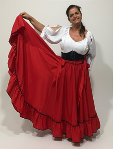 Saia Longa Cigana Modelo 1 Babado com 14 metros de roda