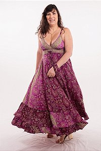 Vestido Longo Estampado Modelo Luxo Moda Indiana