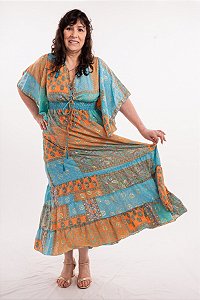 Vestido Longo Modelo Luxo Estampado Moda Indiana