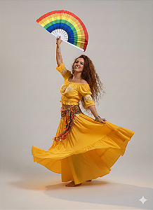 Leque Cigano Grande Dança Cigana 7 Cores