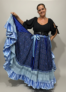 Saia Longa Cigana Modelo 2 Babados com 14 metros de roda