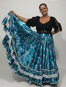 Saia Longa Cigana Modelo 2 Babados com 14 metros de roda