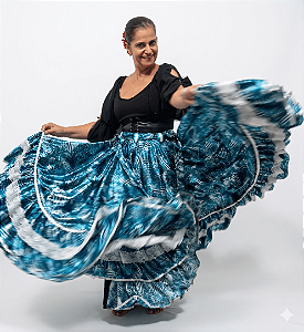 Saia Longa Cigana Modelo 2 Babados com 14 metros de roda