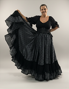 Saia Longa Cigana Modelo 2 Babados com 14 metros de roda