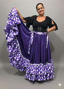 Saia Longa Cigana Modelo 2 Babados com 14 metros de roda