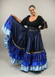 Saia Longa Cigana Modelo 3 Babados com 14 metros de roda