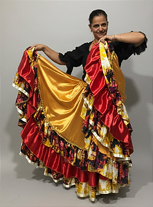 Saia Longa Cigana Modelo 3 Babados com 14 metros de roda