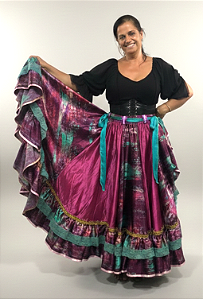 Saia Longa Cigana Modelo 2 Babados com 14 metros de roda