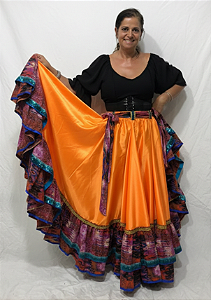 Saia Longa Cigana Modelo 2 Babados com 14 metros de roda