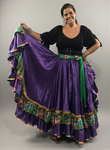 Saia Longa Cigana Modelo 2 Babados com 14 metros de roda