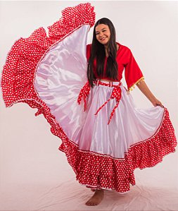 Saia Longa Cigana Modelo 2 Babados com 14 metros de roda