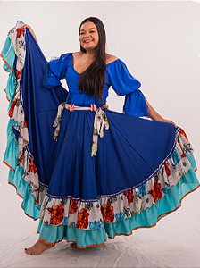 Saia Longa Cigana Modelo 2 Babados com 14 metros de roda